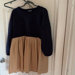 Navy and Tan Mini Dress